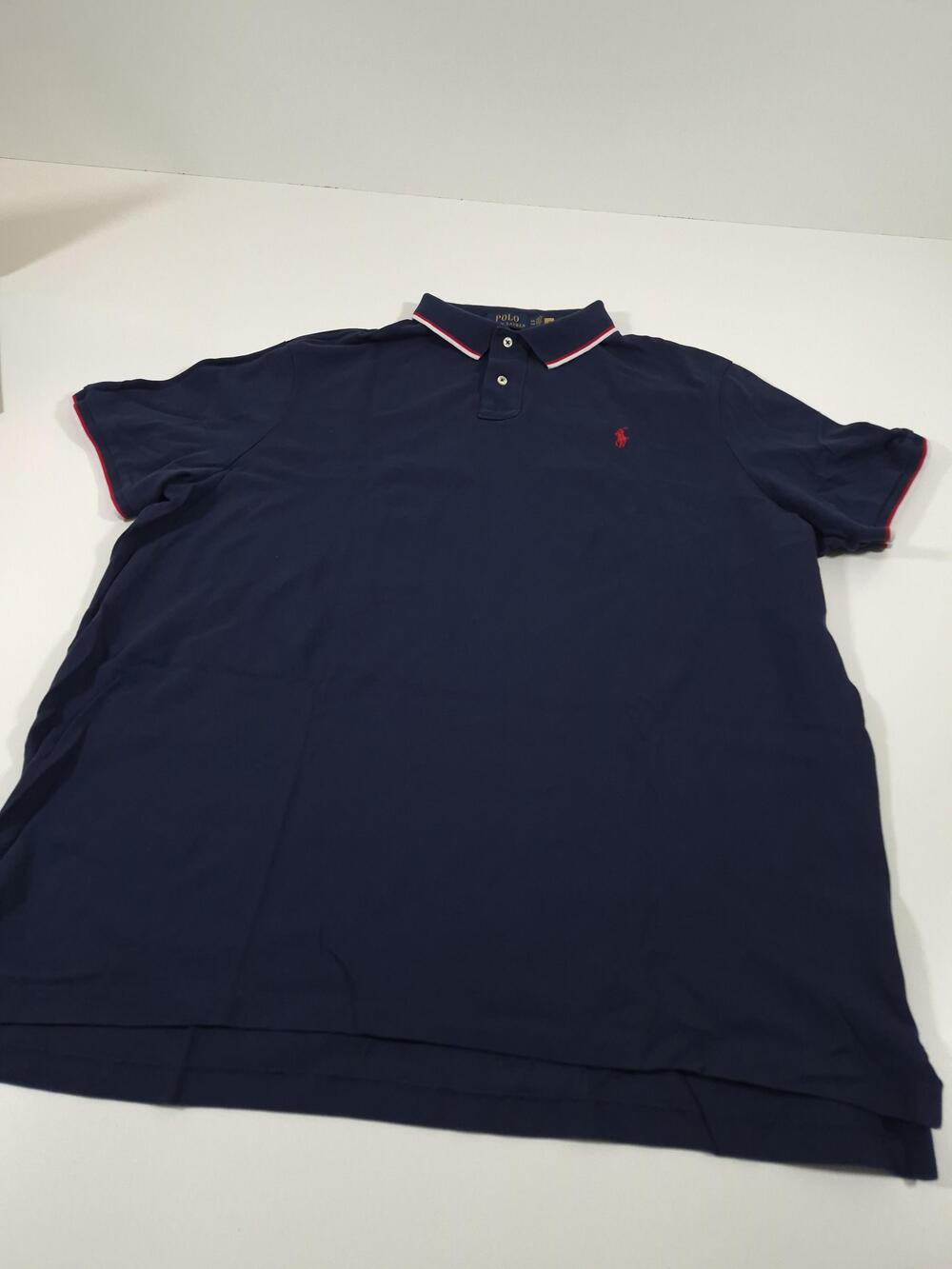 Polo Ralph Lauren Polo Shirt Mens 2XL Blue Classic Fit Pique Tipped Pony Logo